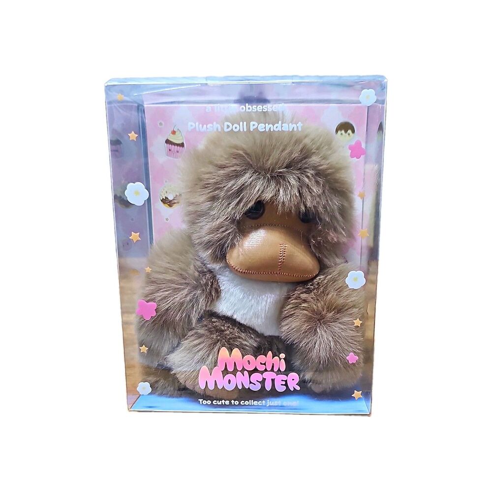 Mochi Monster Mini Plush Doll Charm Duck Pendant Brown Tan White w/ Clip